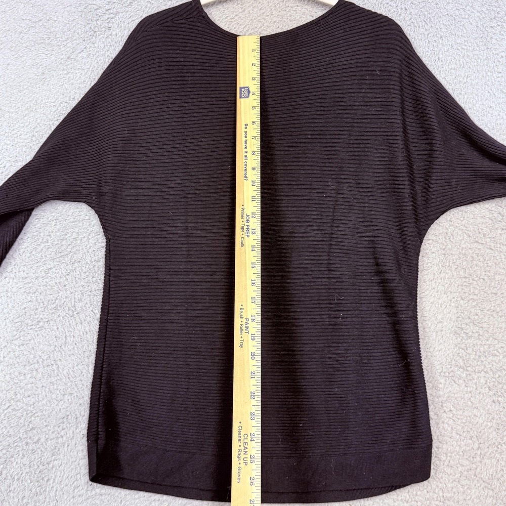 Chico's Sweater Womens 1 Black Ribbed 3/4 Dolman Sleeve Pullover Knit Top - Picture 10 of 13